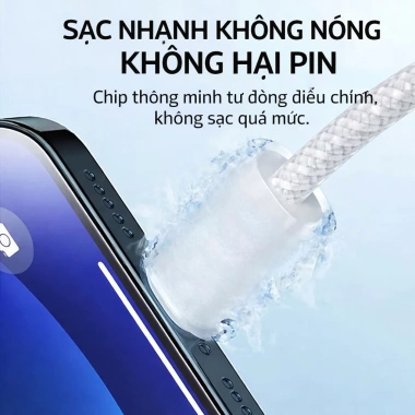Dây sạc Type-C nhanh 60W 2m - Cáp bện gấp đôi, sạc siêu tốc, giá chỉ 53.000 VND 2