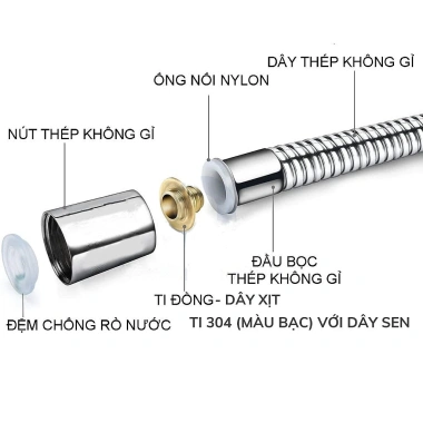 Dây sen tắm chống xoắn DO2-DO3 mắt to mắt nhỏ, ốc đồng inox, bảo hành 6 tháng, 54.000₫