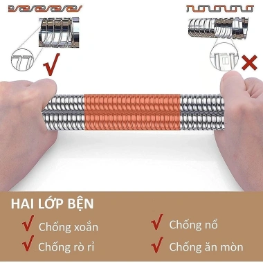 Dây sen tắm chống xoắn DO2-DO3 mắt to mắt nhỏ, ốc đồng inox, bảo hành 6 tháng, 54.000₫