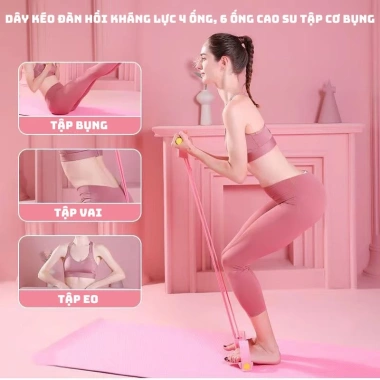 Dây Tập Bụng 4 Ống Kháng Lực – Dây Kéo Đàn Hồi Cao Su, Bộ Căng Yoga Tại Nhà, Gập Bụng – 104.544₫