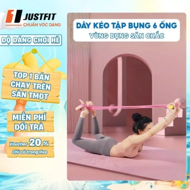 Dây tập bụng Justfit 4/6 ống cao su kháng lực đàn hồi - Tập tại nhà, giá chỉ 55.864 VND