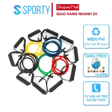 Dây tập kháng lực YOGA SPORTY có tay cầm - 5 cấp độ 10-30LBS, co giãn, tập bụng hiệu quả, chỉ 69.000đ 3