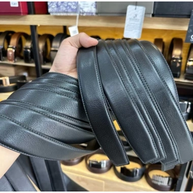 Dây thắt lưng da bò 3,5cm da miu tự nhiên 1 đường chỉ cho khóa tự động - Giá chỉ 250.000
