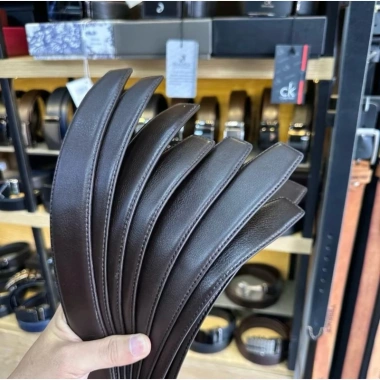 Dây thắt lưng da bò 3,5cm da miu tự nhiên 1 đường chỉ cho khóa tự động - Giá chỉ 250.000