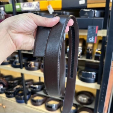 Dây thắt lưng da bò 3,5cm da miu tự nhiên 1 đường chỉ cho khóa tự động - Giá chỉ 250.000