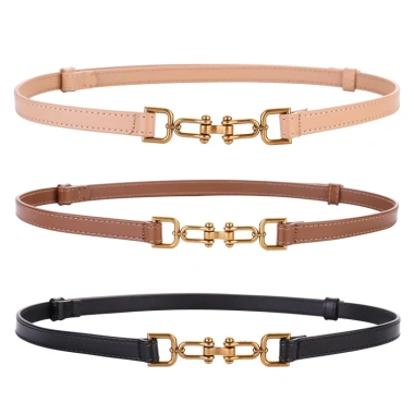 Dây thắt lưng da bò bản nhỏ thời trang nữ, điều chỉnh linh hoạt, giá chỉ 96.655 VND 3