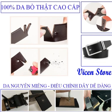 Dây thắt lưng nam da bò hai mặt đen nâu cao cấp Vicenzo, khóa hợp kim đúc không rỉ - giảm giá 18.3tr 2