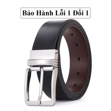 Dây thắt lưng nam da bò hai mặt đen nâu cao cấp Vicenzo, khóa hợp kim đúc không rỉ - giảm giá 18.3tr 3