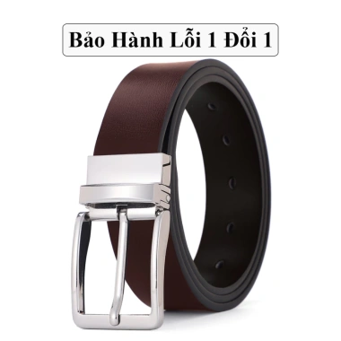 Dây thắt lưng nam da bò hai mặt đen nâu cao cấp Vicenzo, khóa hợp kim đúc không rỉ - giảm giá 18.3tr 4