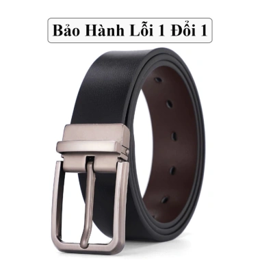 Dây thắt lưng nam da bò hai mặt đen nâu cao cấp Vicenzo, khóa hợp kim đúc không rỉ - giảm giá 18.3tr 5