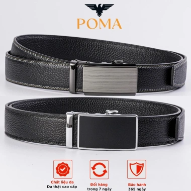 Dây thắt lưng POMA nam da bò cao cấp 2 lớp, khóa tự động 3 màu, bền đẹp – 235.000₫ 2