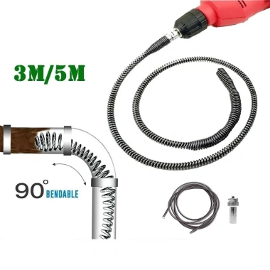 Dây thông cống lò xo TAYO kèm đầu nối máy khoan - Thông bồn cầu tắc nghẽn, giá 65k
