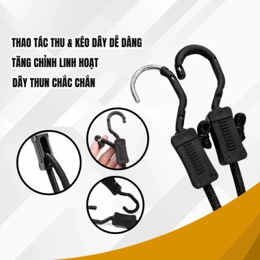 Dây Thun Safetraps 1-3m Co Giãn, Lõi Thép, Móc Nhựa, Chịu Tải Lớn - Giá 34.300đ 2 Dây Thun Safetraps 1-3m Co Giãn, Lõi Thép, Móc Nhựa, Chịu Tải Lớn - Giá 34.300đ 2