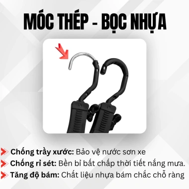 Dây Thun Safetraps 1-3m Co Giãn, Lõi Thép, Móc Nhựa, Chịu Tải Lớn - Giá 34.300đ 4 Dây Thun Safetraps 1-3m Co Giãn, Lõi Thép, Móc Nhựa, Chịu Tải Lớn - Giá 34.300đ 4