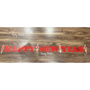 Dây trang trí Tết nguyên đán 3m - Cờ dây treo tường chữ Happy New Year, giảm giá 35.000 VND