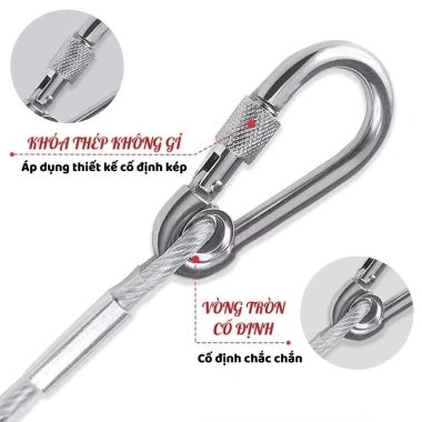 Dây Treo Đa Năng Có Móc Khóa - Dây Cáp Bọc Nhựa Siêu Bền, Chịu Lực, Tiện Lợi 79k