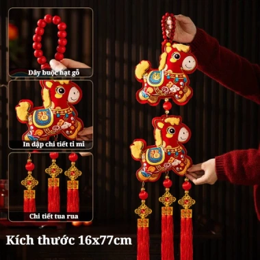 Dây treo đỏ con Lân T516 - Trang trí Tết Nguyên Đán, lễ xuân, giá ưu đãi 49k 6