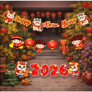 Dây treo Happy New Year 2.026 - Cờ Tết banner siêu đẹp, giá 10.000đ giảm