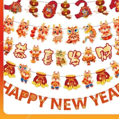Dây treo Happy New Year 2.026 - Cờ Tết banner siêu đẹp, giá 10.000đ giảm