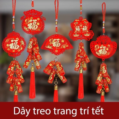 Dây treo liễng Tết đỏ hoa văn - Trang trí năm mới, giảm giá 30.000đ 6