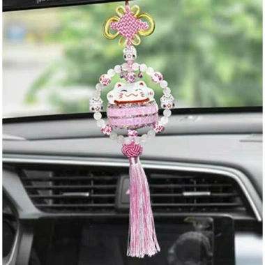 Dây treo Rua phong thuỷ mèo thần tài đính đá - Đón tài lộc may mắn, treo xe ô tô, phòng, cửa hàng - Giá 75.000₫ 2