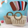 Đáy túi bầu dục 30x10cm - Phụ kiện thủ công cho túi dệt kim, da PU DIY màu trơn VN 7