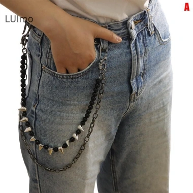 Dây Xích Kim Loại Hip hop Punk Đinh Tán Nhiều Lớp Phụ Kiện Trang Sức Nam Nữ 9