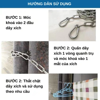 Dây xích phơi quần áo inox 304 chống trượt - Giá xưởng 34.000₫, giá gốc 41.820₫, bền ngoài trời 6