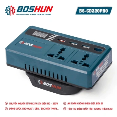 Đế chuyển đổi nguồn BOSHUN BS‑CD220PRO 21V lên 220V chân phổ thông - Giá 249.000₫ 8
