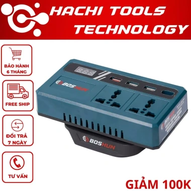 Đế Chuyển Đổi Nguồn Điện BOSHUN BS‑CD220PRO – Từ Pin 21V Lên 110‑220V, Chân Pin 4cm, Giá Ưu Đãi 298.000₫