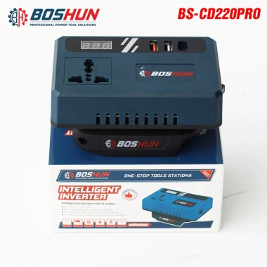 Đế Chuyển Đổi Nguồn Điện BOSHUN BS‑CD220PRO – Từ Pin 21V Lên 110‑220V, Chân Pin 4cm, Giá Ưu Đãi 298.000₫ 10