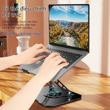 Đế Đỡ Laptop 360° Xoay Thép Carbon Gấp Di Động, Làm Mát Nâng Cấp, Bảo Vệ Cột Sống cho MacBook, iPhone, Tablet - 335.166₫ 2