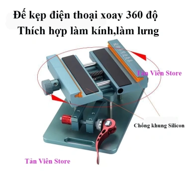 Đế kẹp điện thoại hợp kim nhôm xoay 360 độ, làm lưng và kính chính ngạch, 330.000đ 5