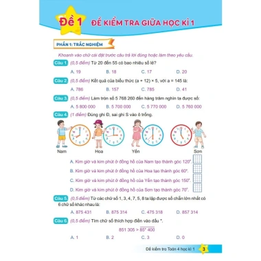 Đề Kiểm Tra Toán Lớp 4 - Chương Trình Mới, Đầy Đủ Đề Thi, Tự Luyện, Giá Ưu Đãi 33.750 VND - ndbooks 3