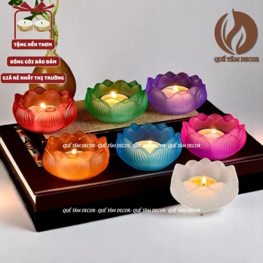 Đế Nến Hoa Sen Lưu Ly - Cốc Đựng Nến, Chân Nến Đèn Cầy Nhiều Màu Quế Tâm Decor 29.000 VND 9 Đế Nến Hoa Sen Lưu Ly - Cốc Đựng Nến, Chân Nến Đèn Cầy Nhiều Màu Quế Tâm Decor 29.000 VND 9