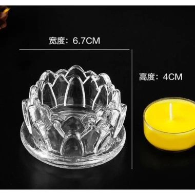 Đế nến sen thấp bằng thuỷ tinh cao cấp Đức Tín lung linh, giá chỉ 25.000 đồng