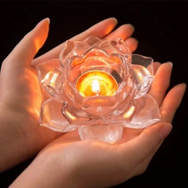 Đế nến thủy tinh chân nến hoa sen - Trang trí sự kiện, phong thủy, giá ưu đãi 45.000đ 6