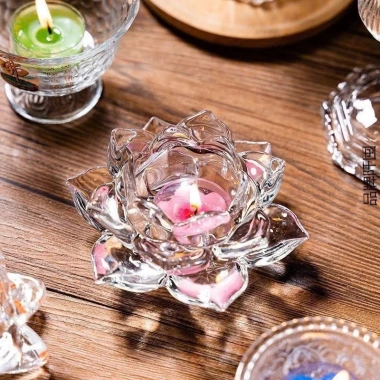 Đế nến thủy tinh chân nến hoa sen - Trang trí sự kiện, phong thủy, giá ưu đãi 45.000đ 7
