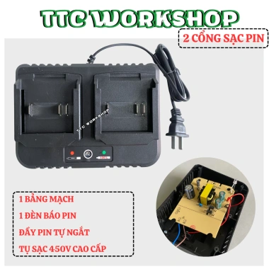 Đế Sạc Pin 21V 2A Đôi Bản Mạch Lớn Chân 4cm - Chip Bảo Vệ Dòng Điện, Giảm Giá 110k