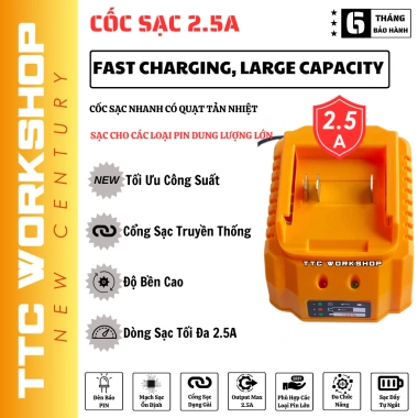 Đế sạc pin 2.5A mạnh, quạt tản nhiệt, vỏ chống cháy, chịu tải cao - 130.410 VND