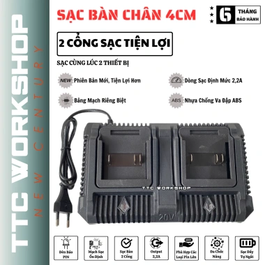 Đế sạc pin máy khoan 2 cổng M21 4cm 2,2A - Tiện lợi, cực khỏe, bền bỉ, chỉ 191.130₫