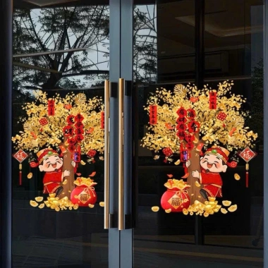 Deal Hot Tranh Dán Cửa Tết Thần Tài Cây Tài Lộc 60x70cm - Phát Tài Giá 125k
