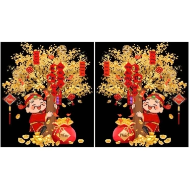 Deal Hot Tranh Dán Cửa Tết Thần Tài Cây Tài Lộc 60x70cm - Phát Tài Giá 125k