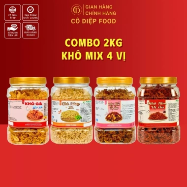Deal Tết 2.026 Combo 4 Hũ Khô 500g Mix 4 Vị Bò Heo Gà Chanh Gà Bơ Tỏi Chà Bông Xù Giá 616.420 VND