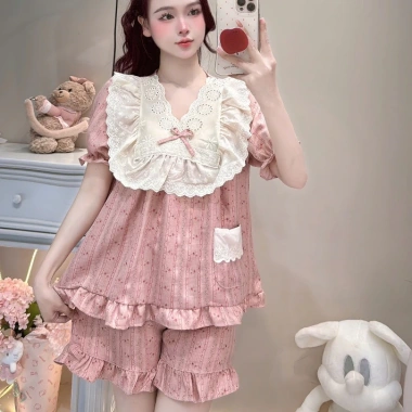 Deal Tết Bộ Đồ Ngủ Nữ JUSOKA Pijama Đũi Mây Siêu Mềm Mịn Thoải Mái DU21 Giá 189k 3