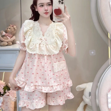 Deal Tết Bộ Đồ Ngủ Nữ JUSOKA Pijama Đũi Mây Siêu Mềm Mịn Thoải Mái DU21 Giá 189k 4