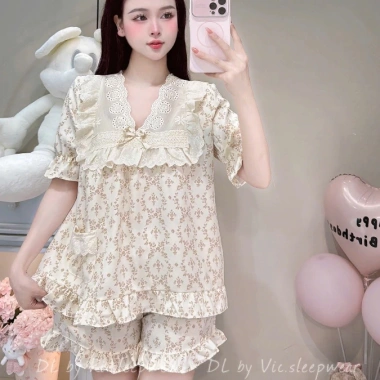 Deal Tết Bộ Đồ Ngủ Nữ JUSOKA Pijama Đũi Mây Siêu Mềm Mịn Thoải Mái DU21 Giá 189k 6