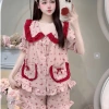 Deal Tết Bộ Đồ Ngủ Nữ JUSOKA Pijama Đũi Vân Mây Cổ Sen Viền Bèo Siêu Mềm 132.300đ 3