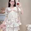 Deal Tết Bộ Đồ Ngủ Nữ JUSOKA Pijama Đũi Vân Mây Cổ Sen Viền Bèo Siêu Mềm 132.300đ 7