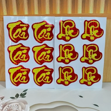 Decal Chữ Tài Lộc Kim Tuyền Dán Trái Cây Dài Bưởi Bánh Kẹo - 1/2/5 Tờ Giá 13.000 VNĐ Giảm từ 16.900 3